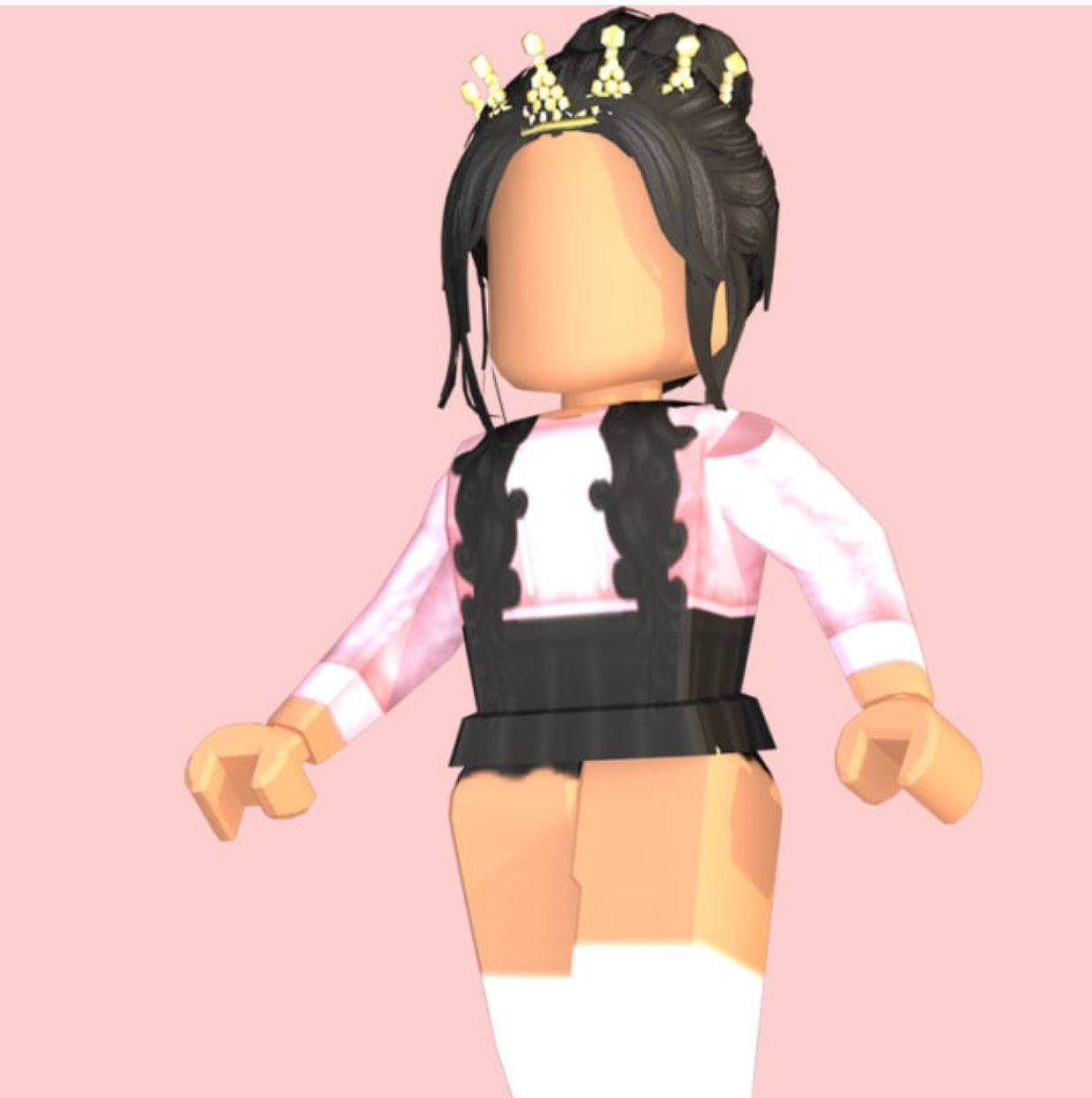 Cute Roblox Girl Stylish Pink Background