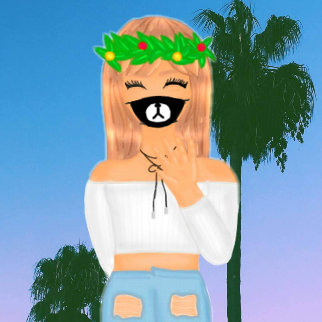 Cute Roblox Girl Wearing Mask Background