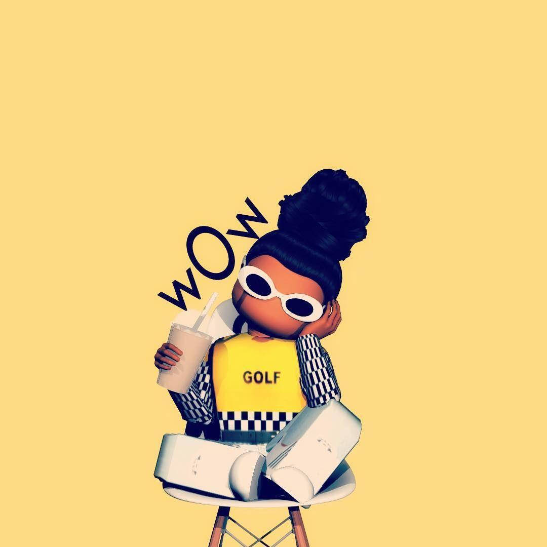 Cute Roblox Girl Yellow Background Background