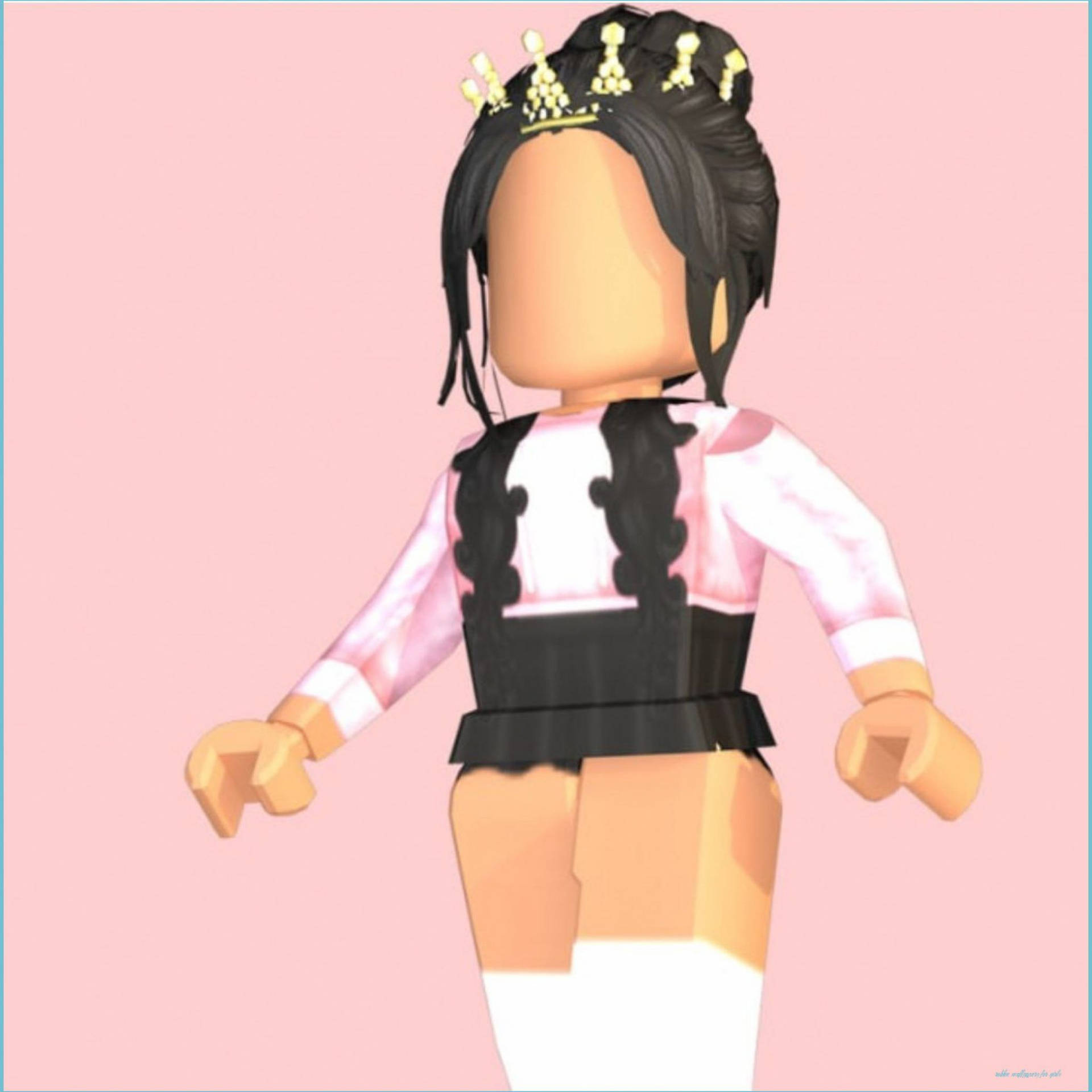 Cute Roblox With Black And Pink Outfit Background