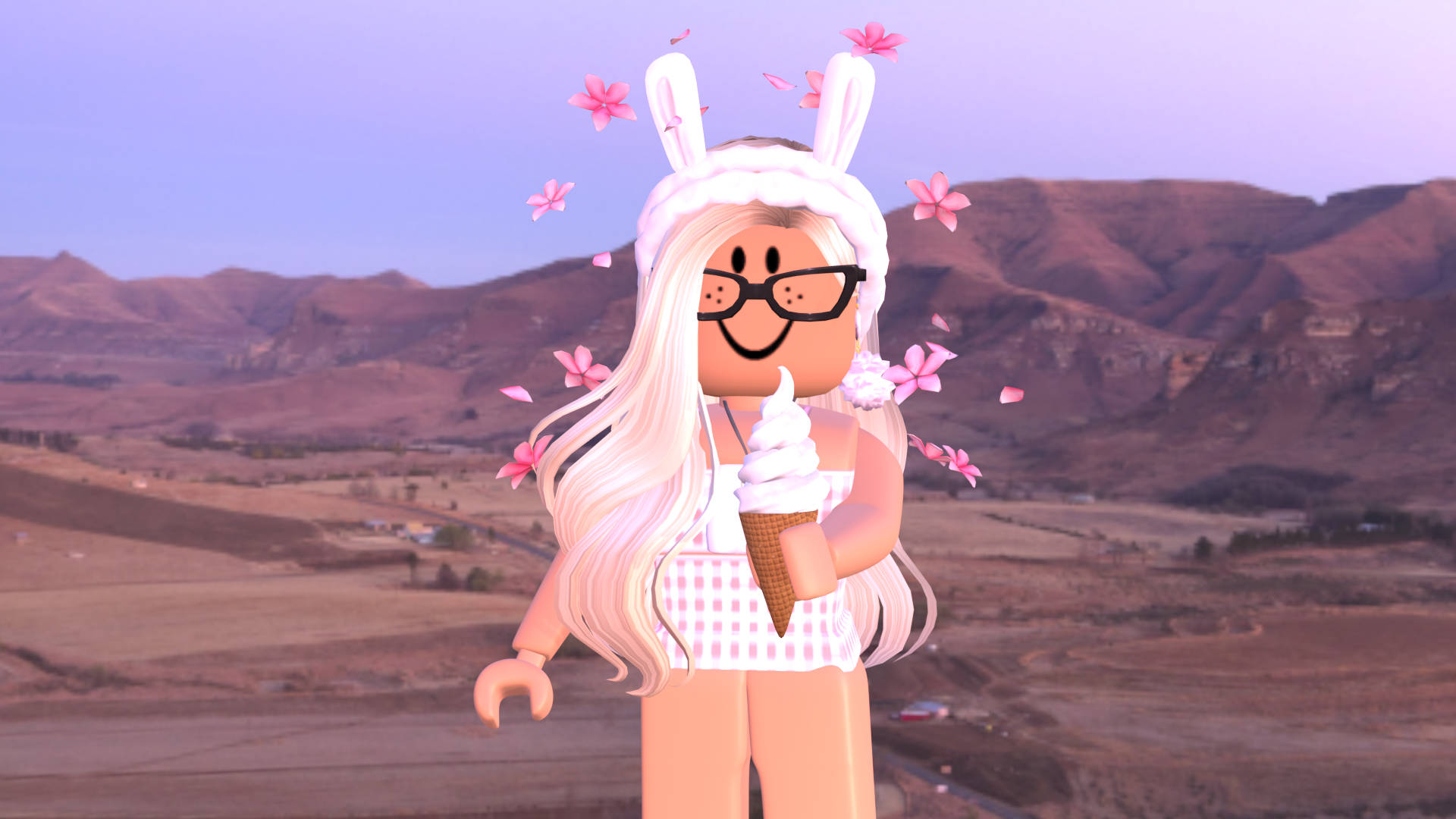 Cute Roblox With Ice Cream Background