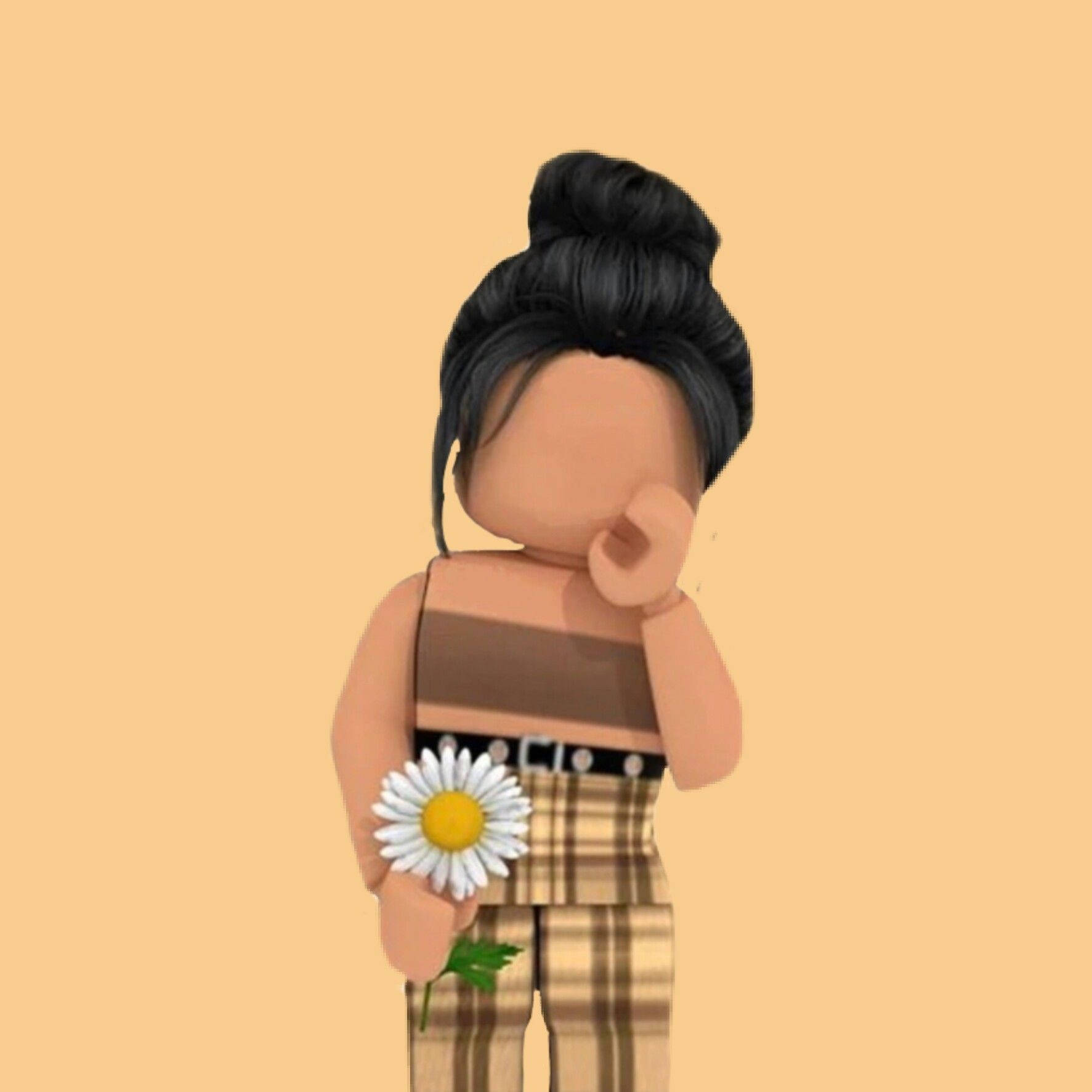 Cute Roblox With White Flower Background