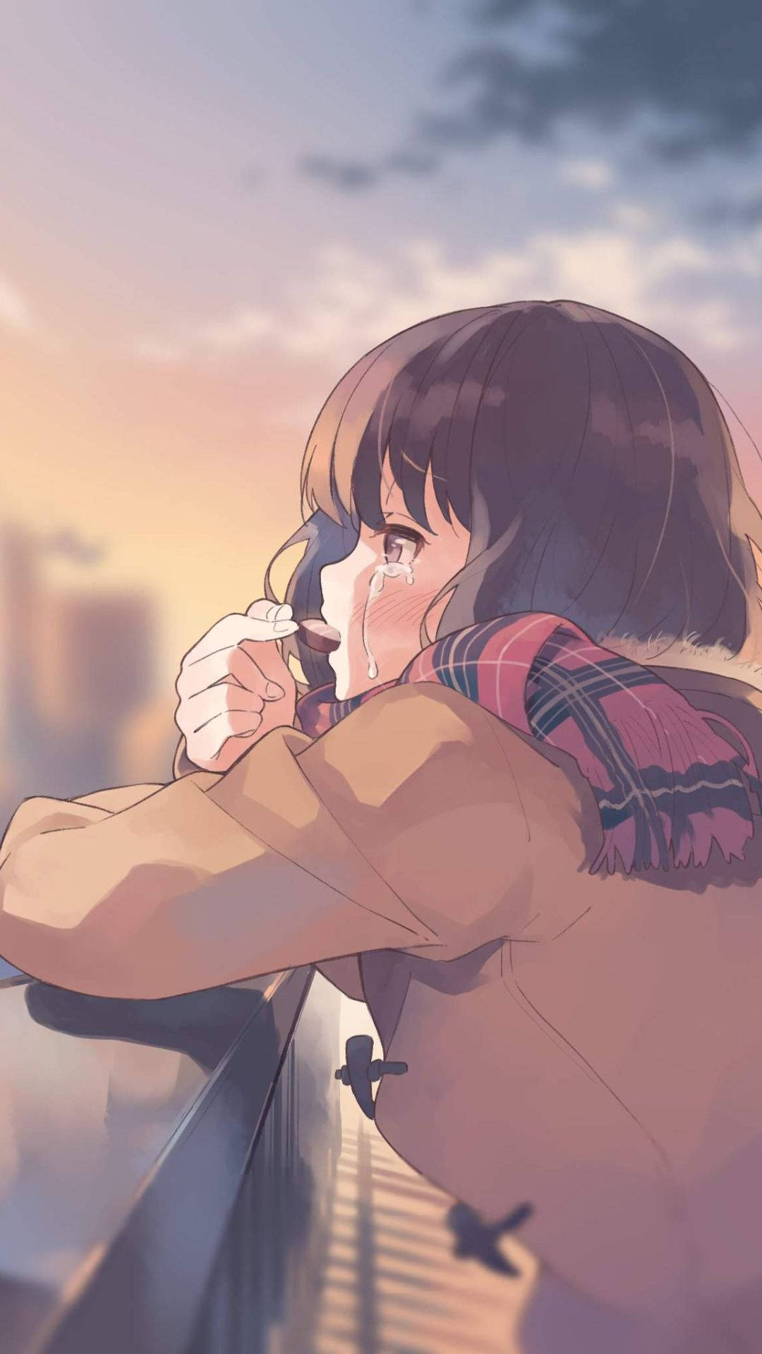 Cute Sad Anime Girl Background