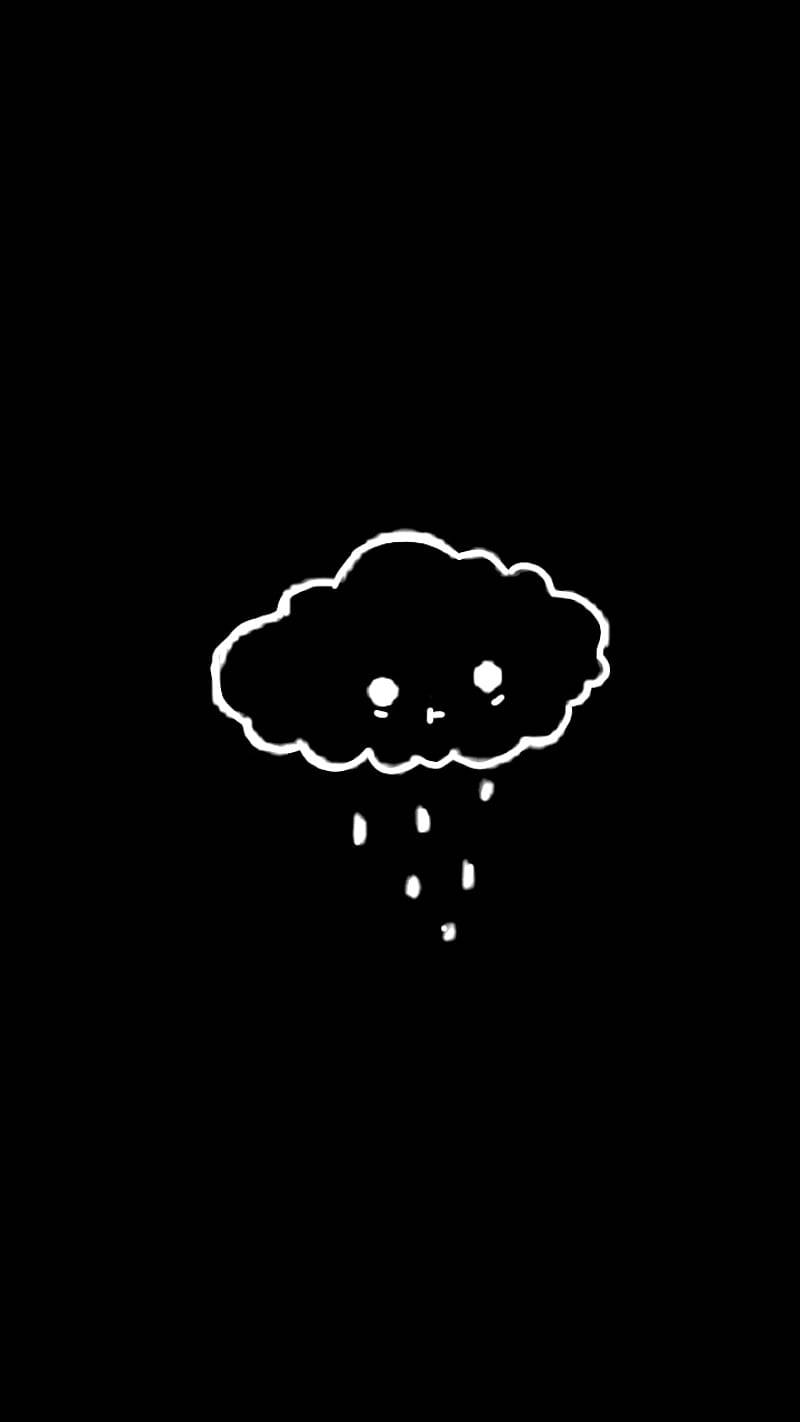 Cute Sad Raining Cloud Background