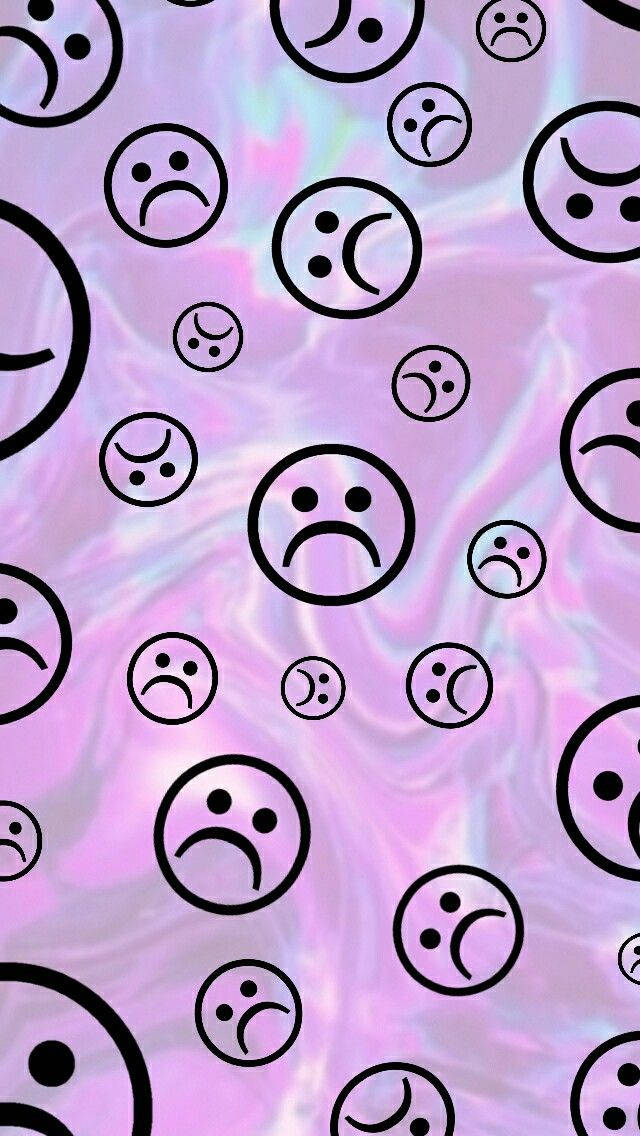 Cute Sad Smileys On Pink