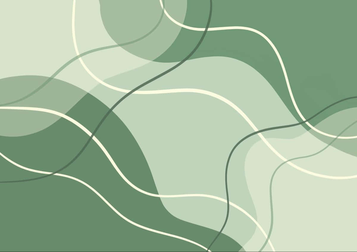 Cute Sage Green Colors Curvy Lines Background