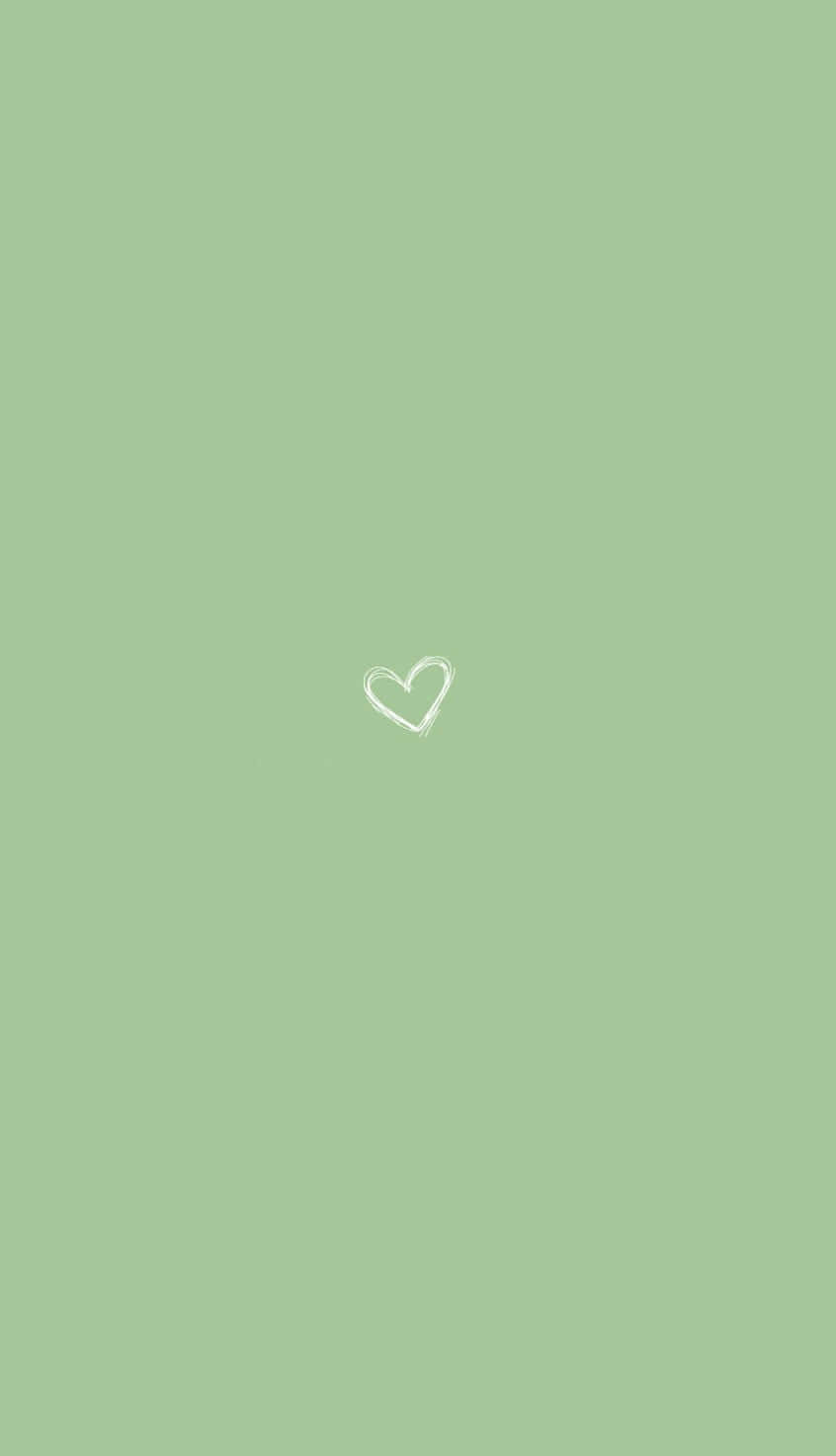 Cute Sage Green Heart Drawing Background