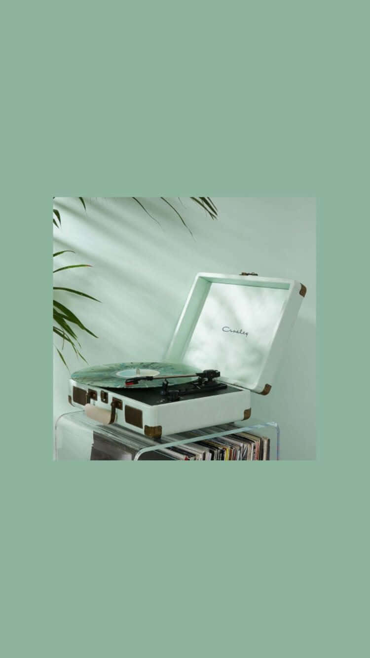 Cute Sage Green Portable Turntable Background