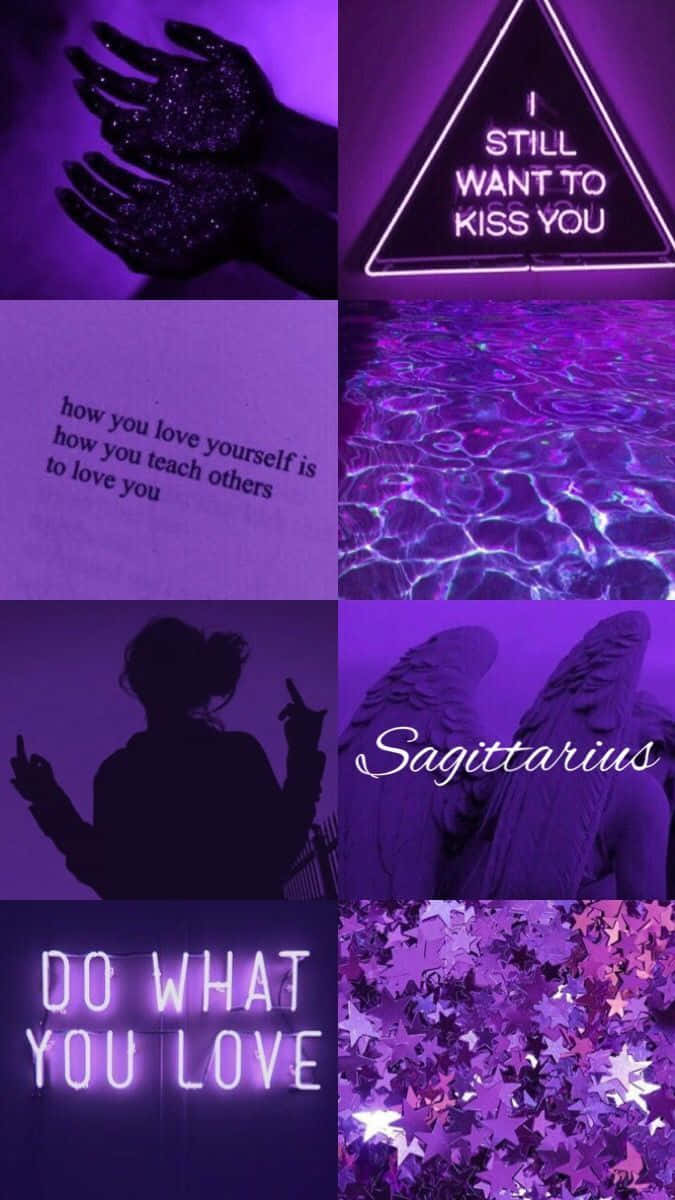 Cute Sagittarius Collaged Wallpaper Background