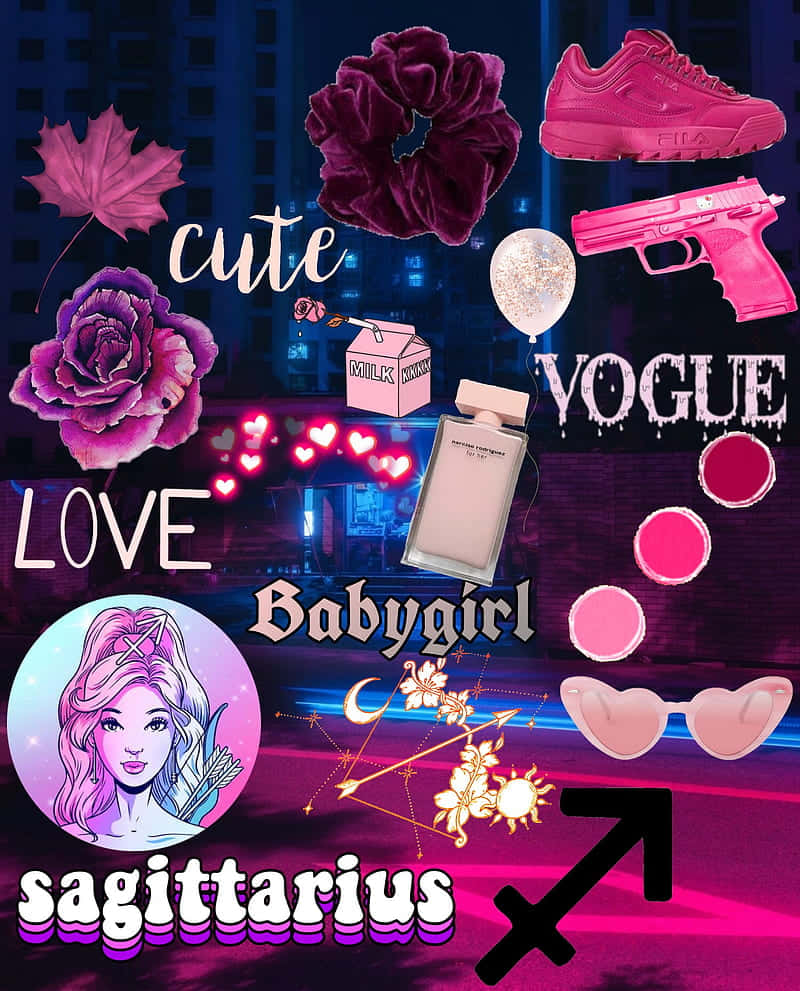 Cute Sagittarius Girly Wallpaper Background