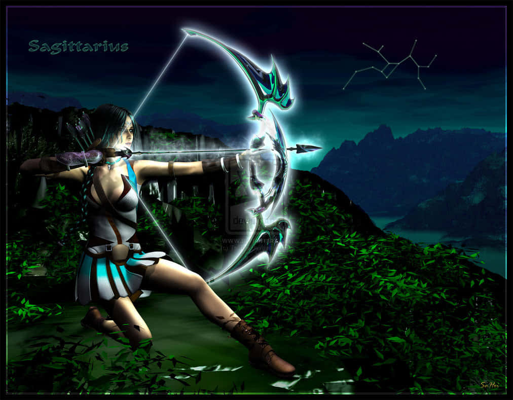Cute Sagittarius Glowing Arrow Background