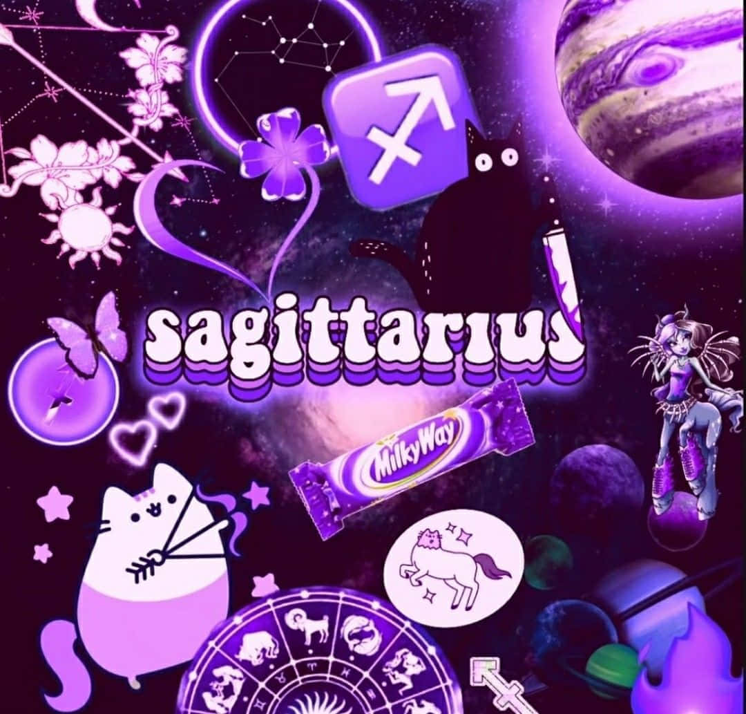 Cute Sagittarius Purple Wallpaper