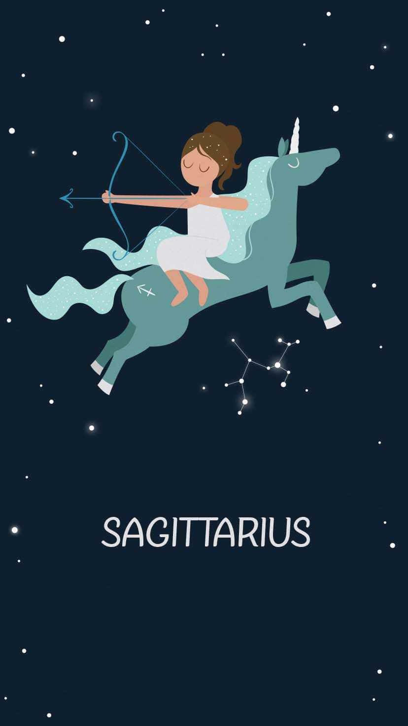 Cute Sagittarius Woman With Unicorn