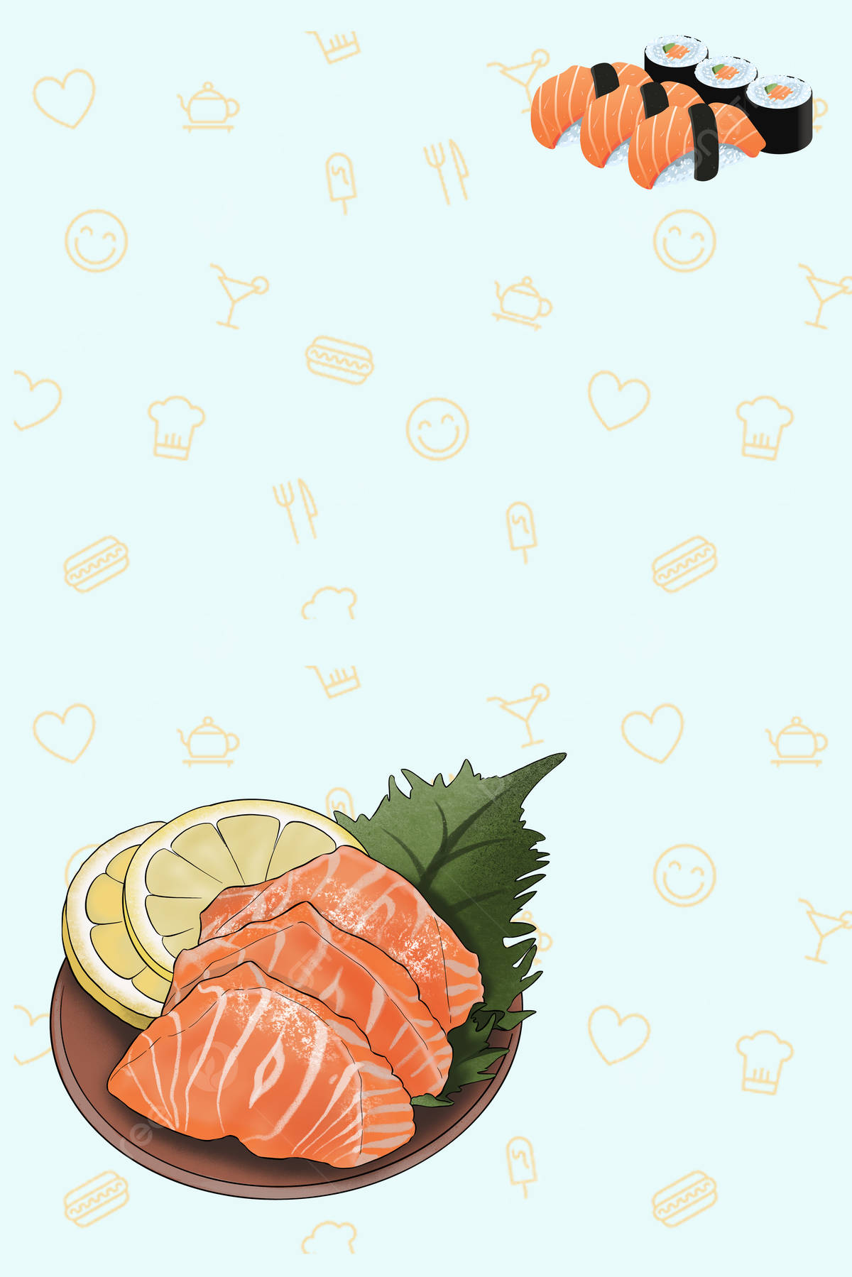 Cute Sashimi Art Pattern Background