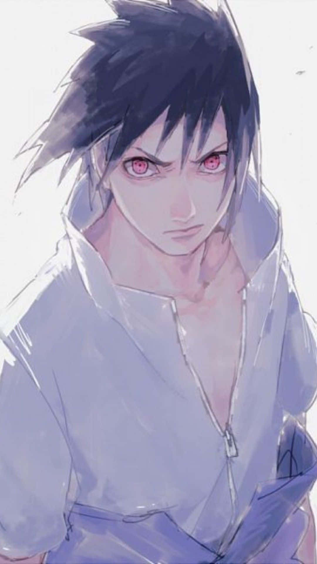 Cute Sasuke Chibi Ready For Training Background