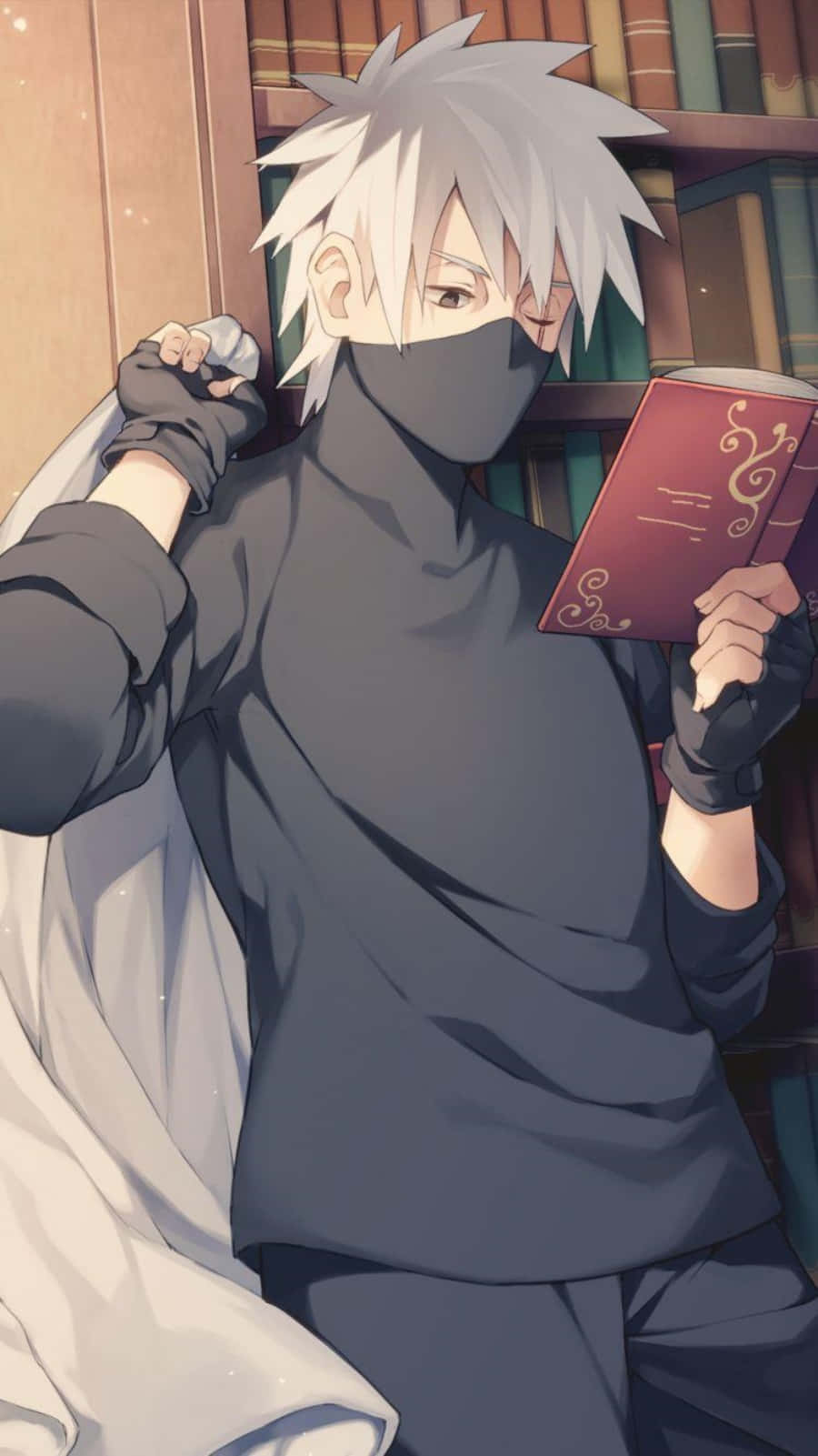 Cute Shinobi Kakashi Reading In Library