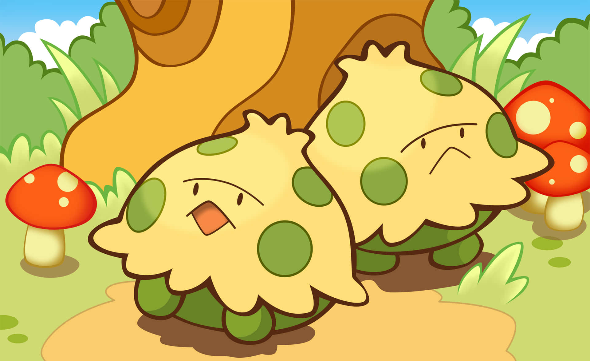 Cute Shroomish Mushrooms Background