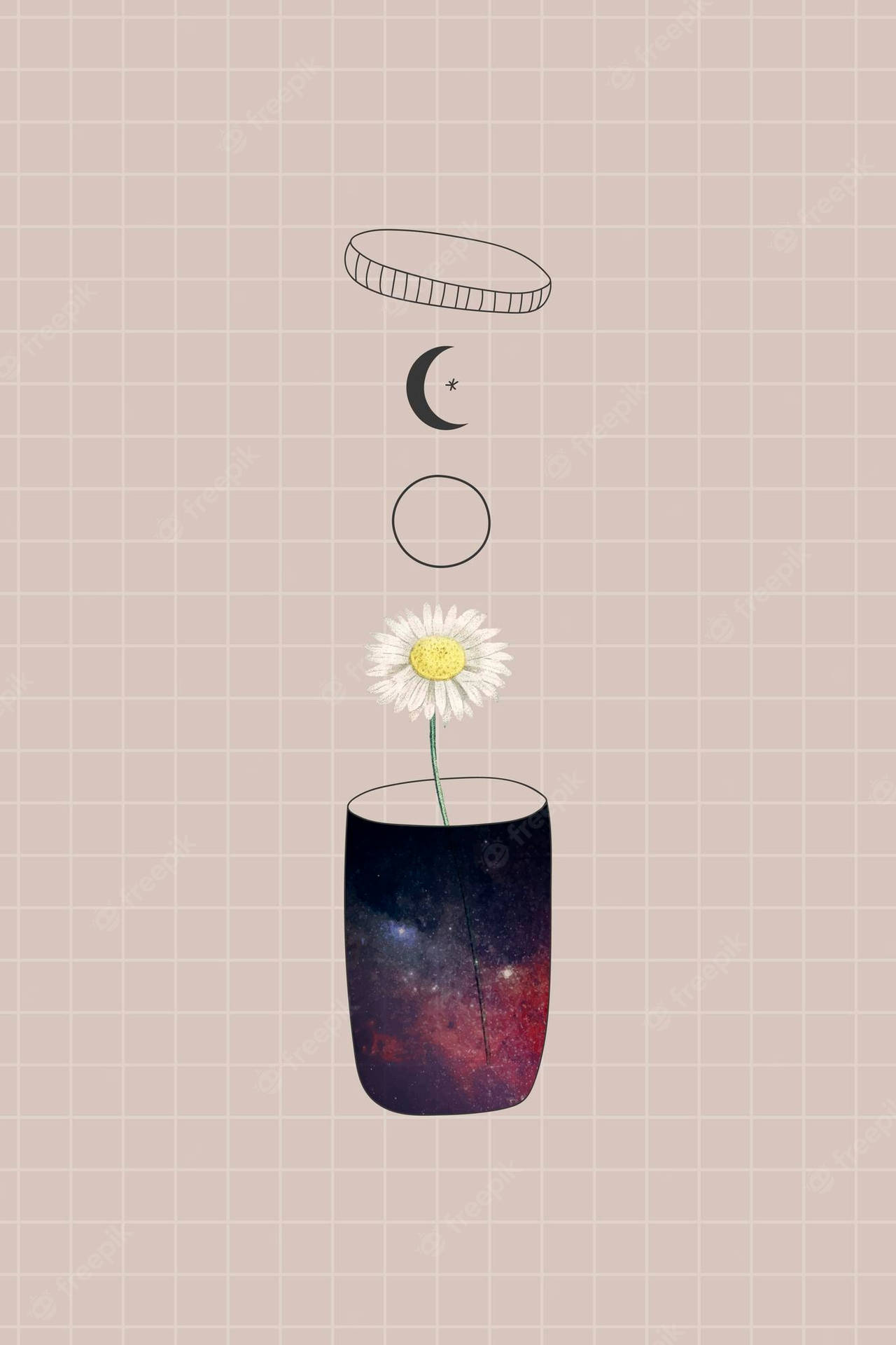 Cute Simple Aesthetic Galaxy Cup Flower Desktop