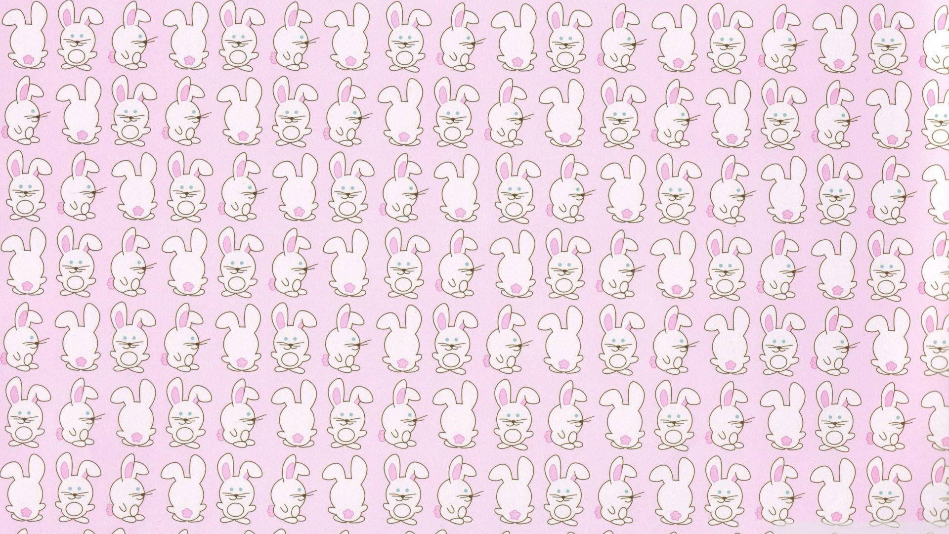 Cute Simple Aesthetic Pink Bunny Pattern Desktop