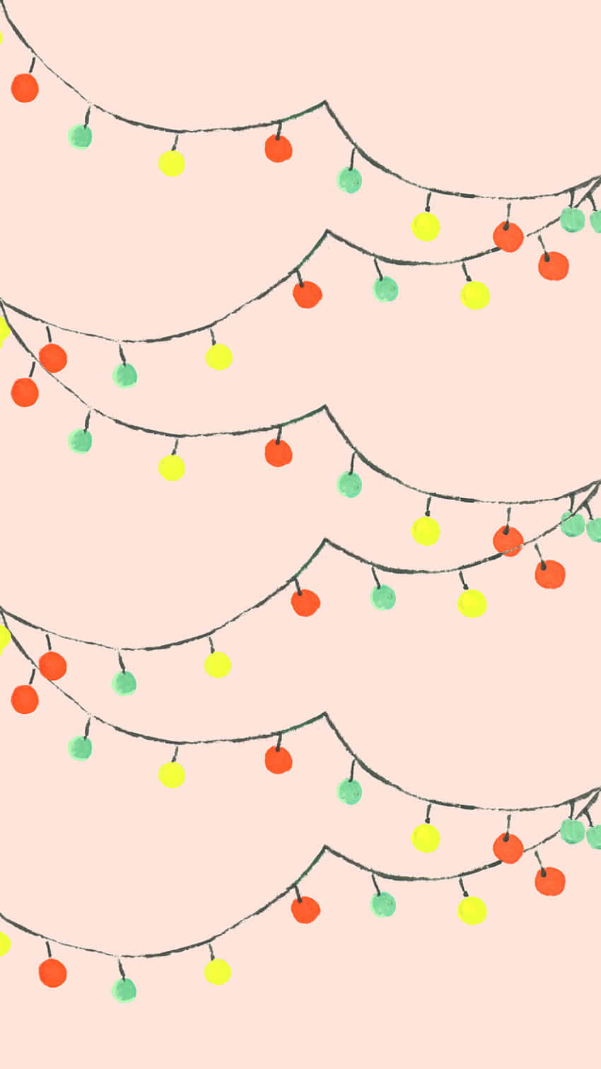 Cute Simple Christmas String Lights Background