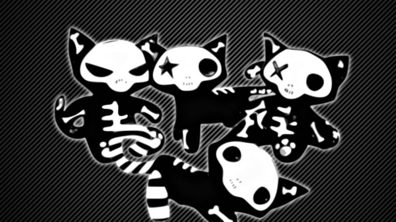 Cute Skeleton Cats Background