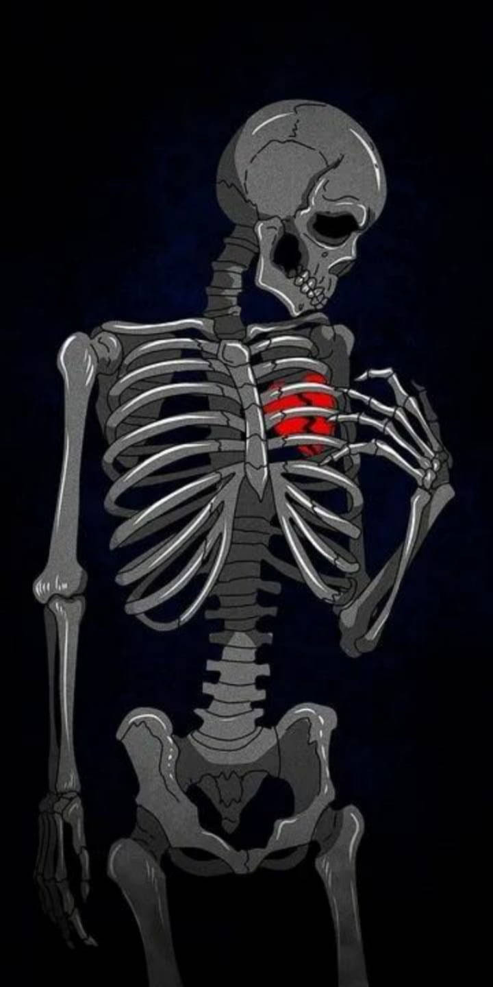 Cute Skeleton Iphone Beating Heart Background