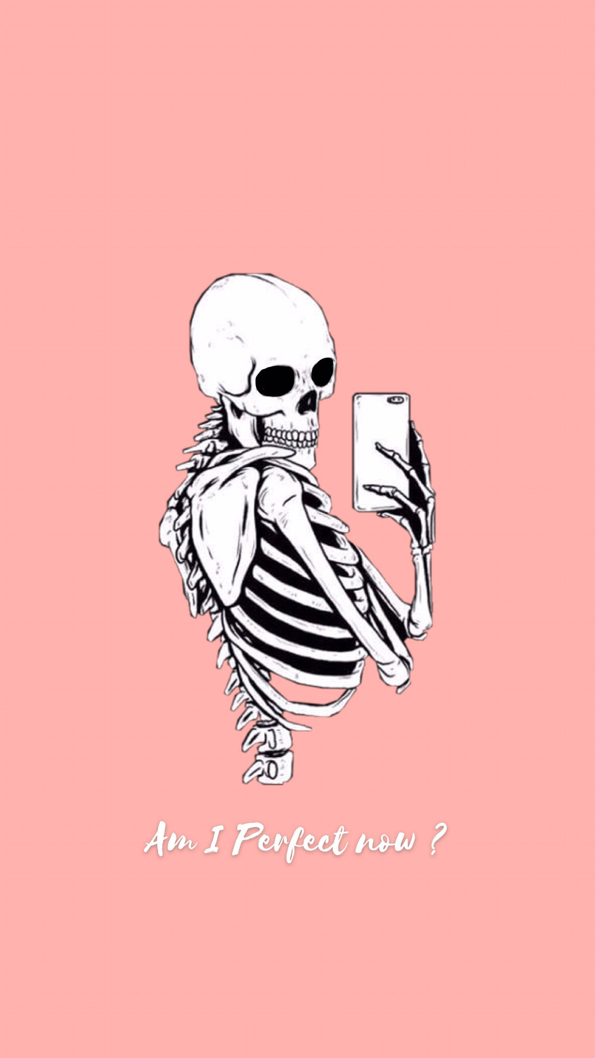 Cute Skeleton Iphone Pink Background