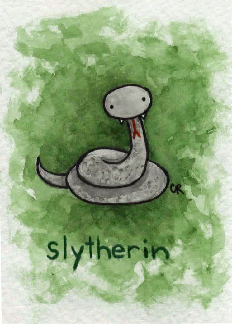 Cute Slytherin Cartoon Snake Drawing Background