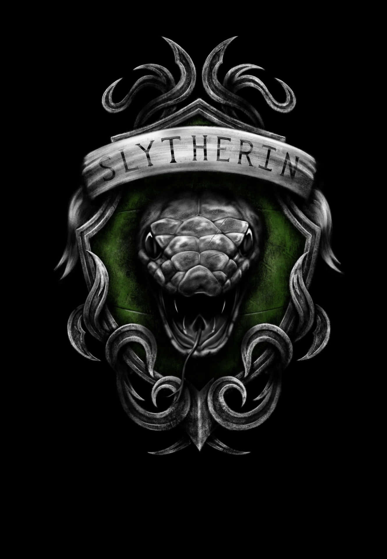 Cute Slytherin House Logo Black Background