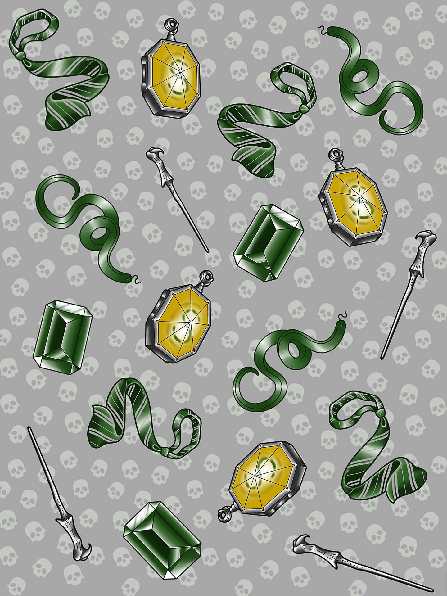 Cute Slytherin Objects Pattern Background