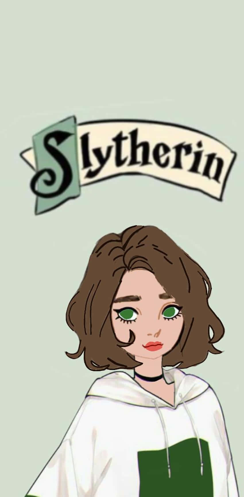 Cute Slytherin Short Haired Girl Background