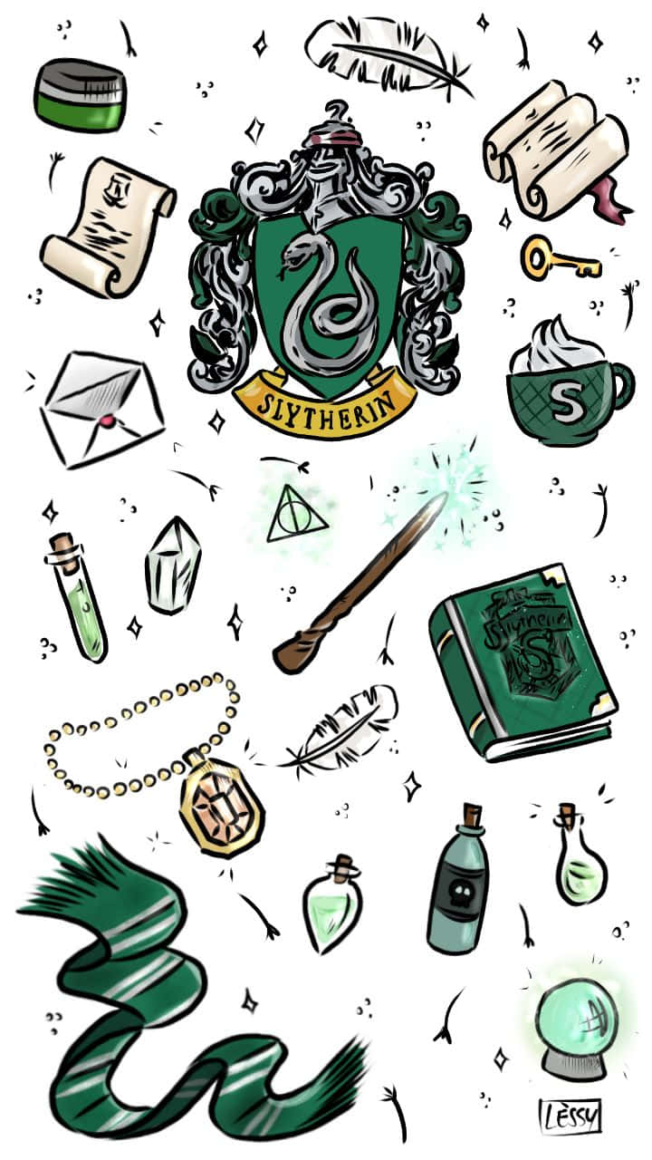 Cute Slytherin Various Trinkets Background