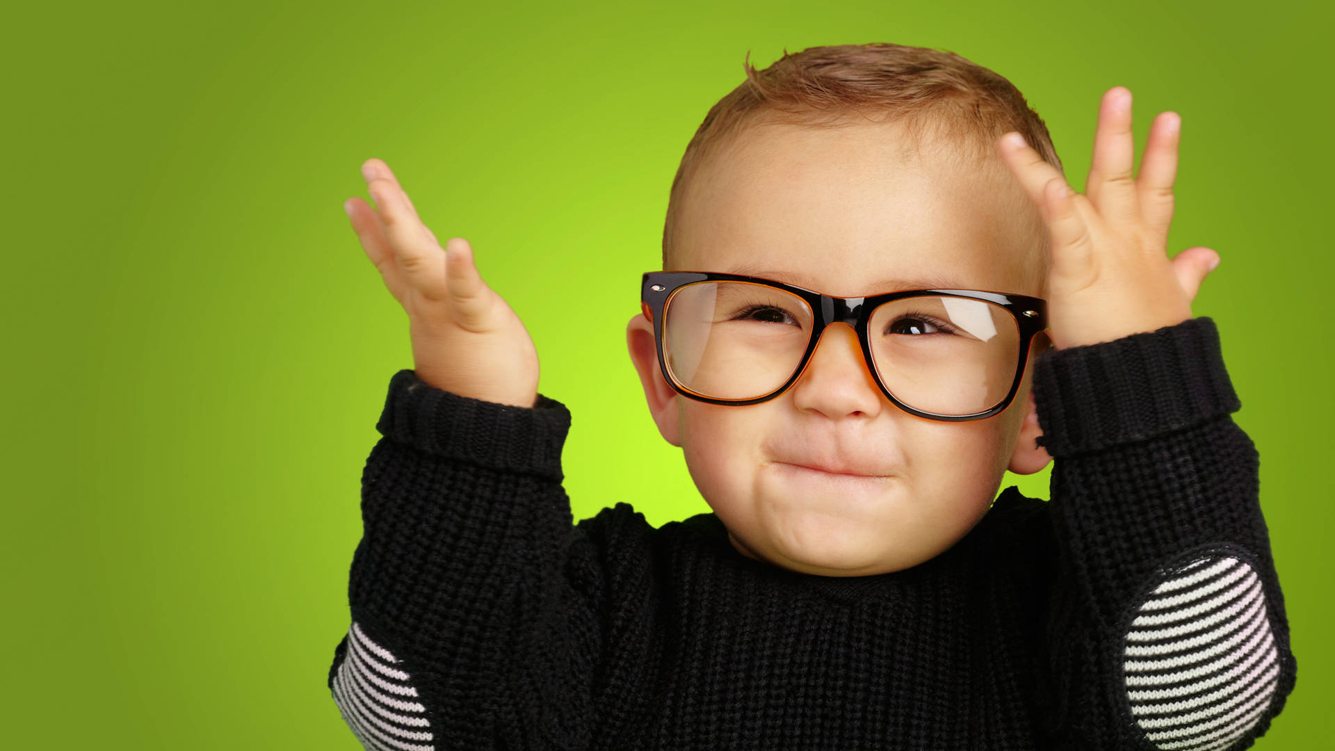 Cute Smile Baby With Glasses Background