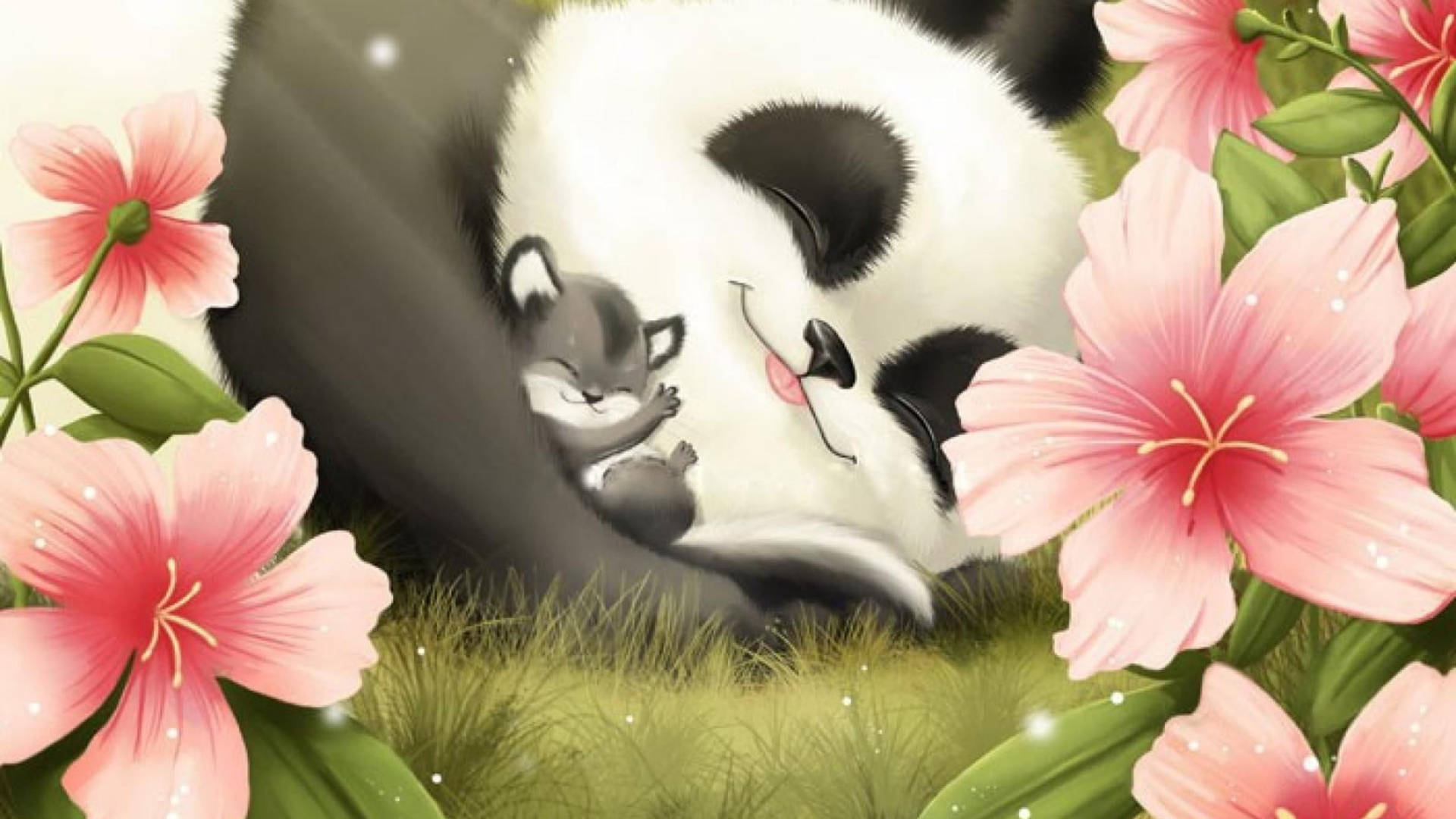 Cute Smile Panda Cub Background