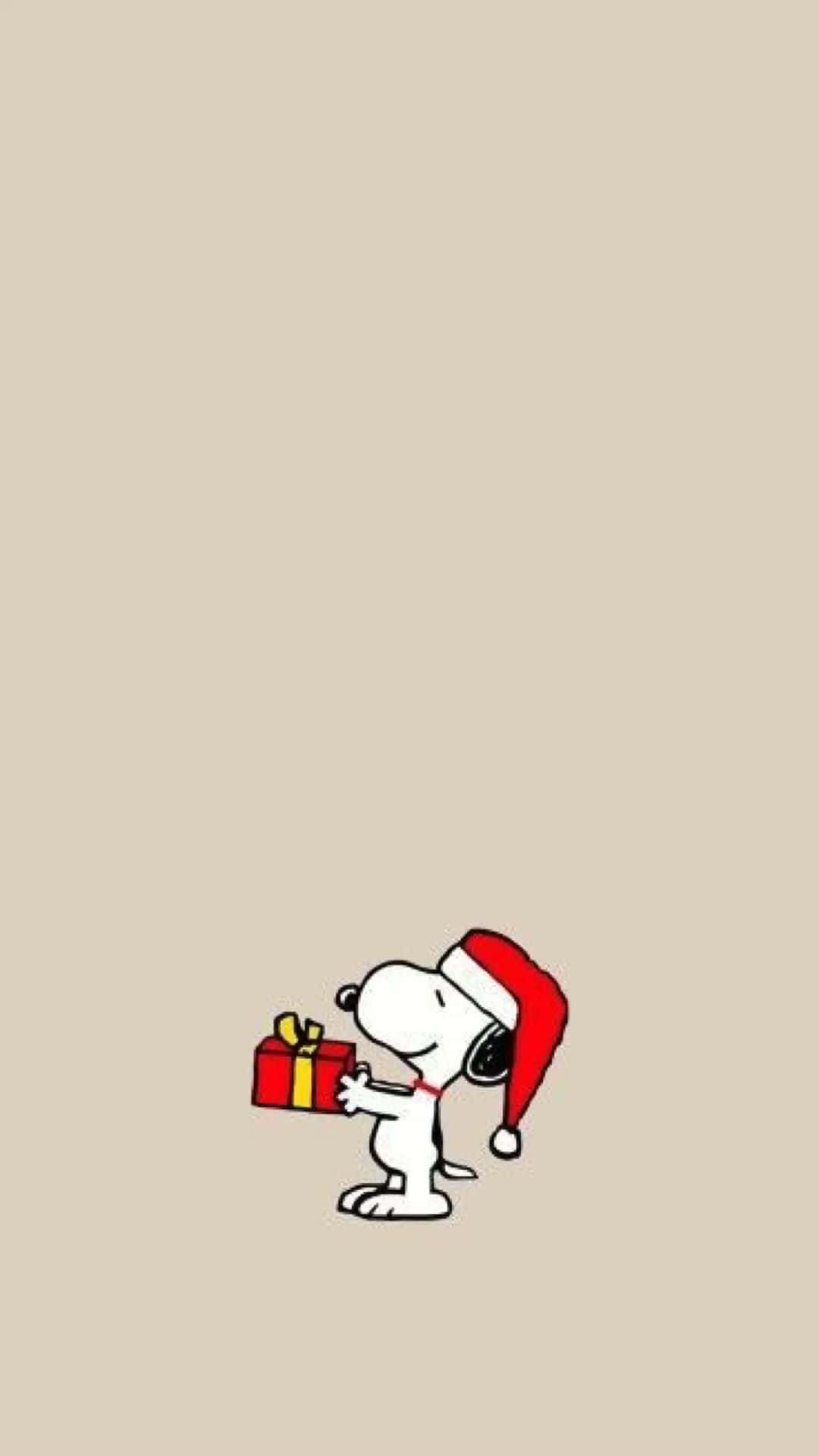 Cute Snoopy Christmas Pastel Brown Minimalist Background