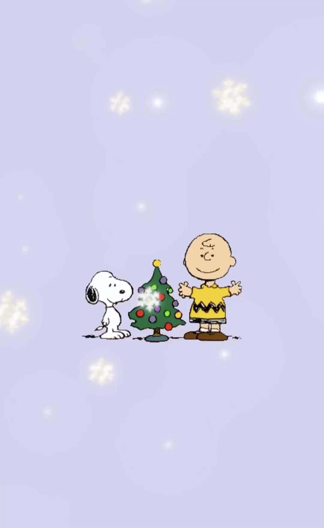 Cute Snoopy Christmas Tree With Charlie Brown Background