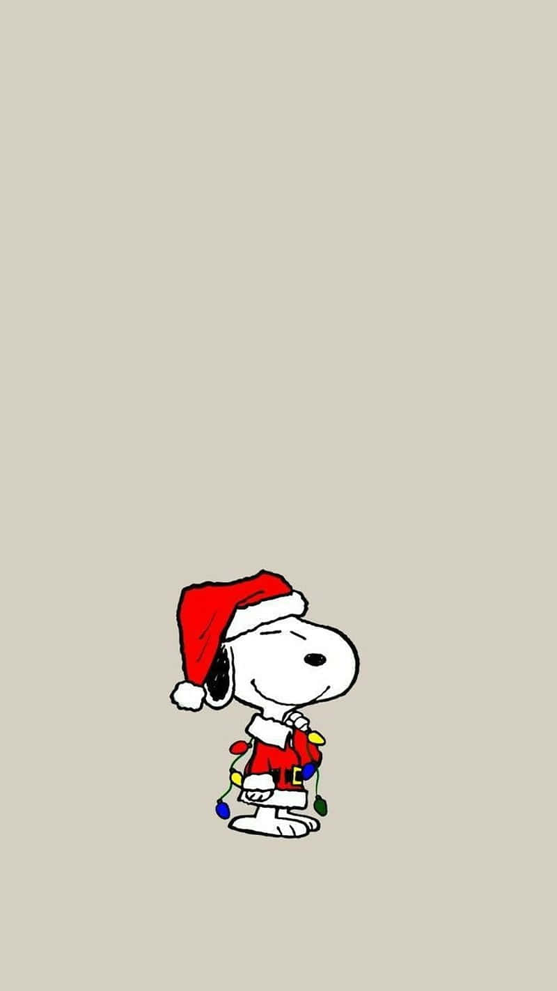 Cute Snoopy Christmas Wearing Santa Costume Background
