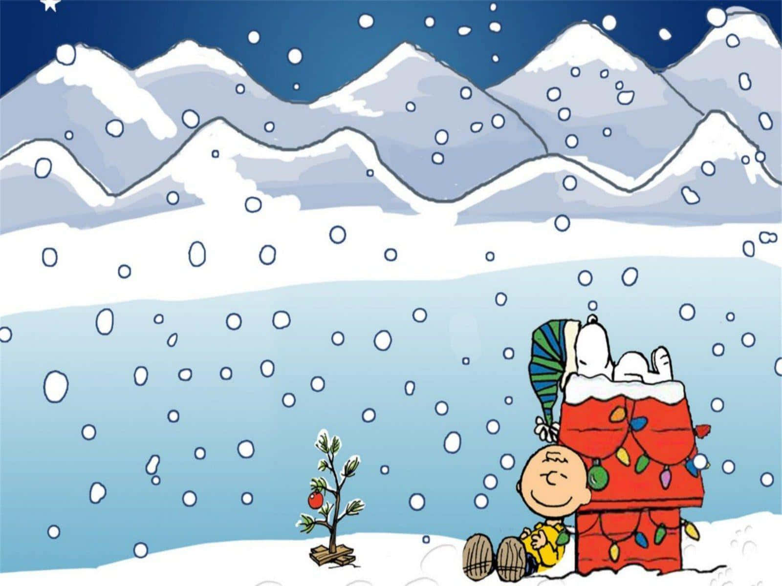 Cute Snoopy Christmas With Charlie Brown Resting Background