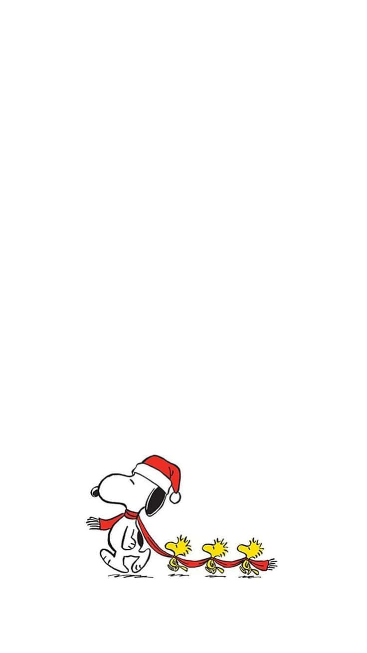 Cute Snoopy Christmas With Woodstock Background