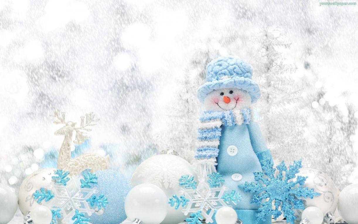 Cute Snow Blue-themed Christmas Background