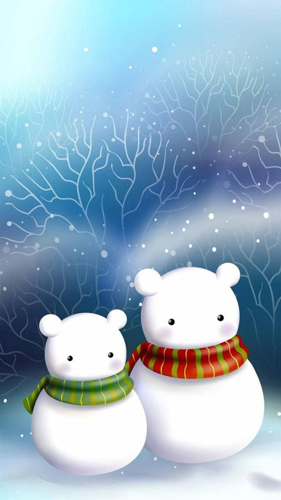 Cute Snow Couple Background