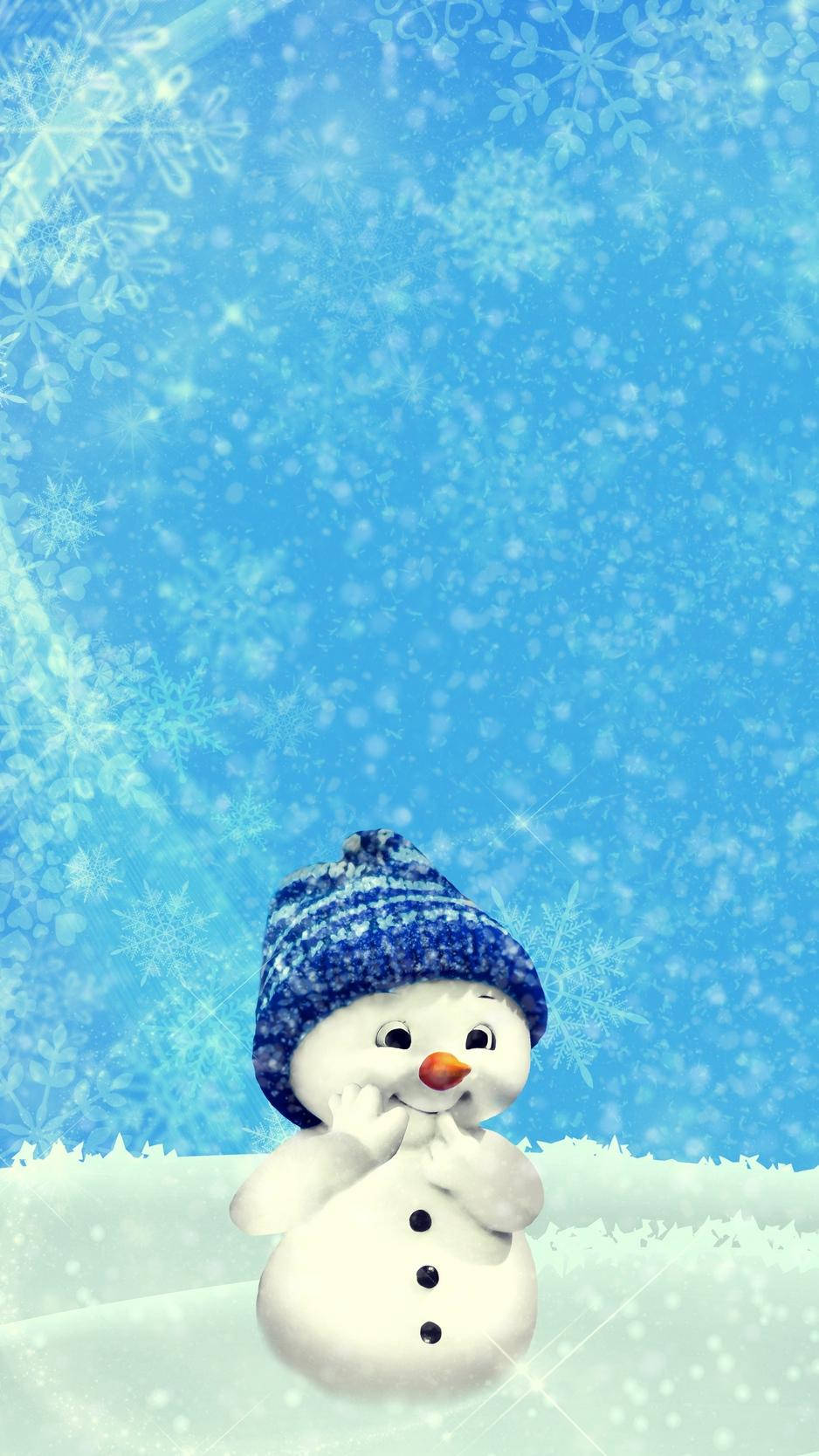 Cute Snow Man Cartoon Art Background