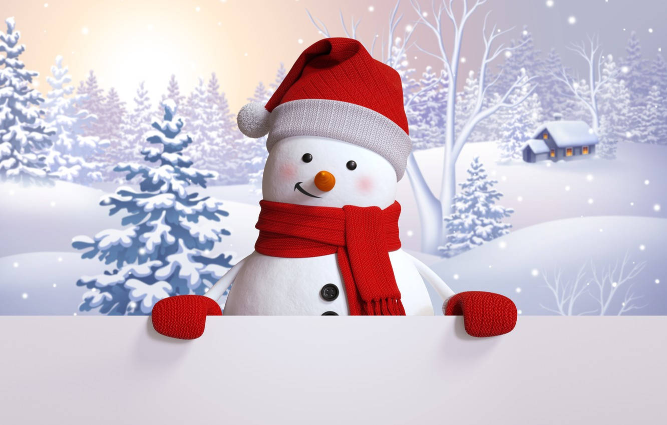 Cute Snow Man Sneaking Background