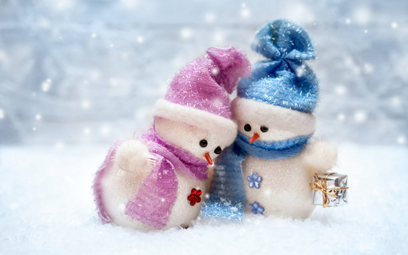 Cute Snow Sweet Couple Background