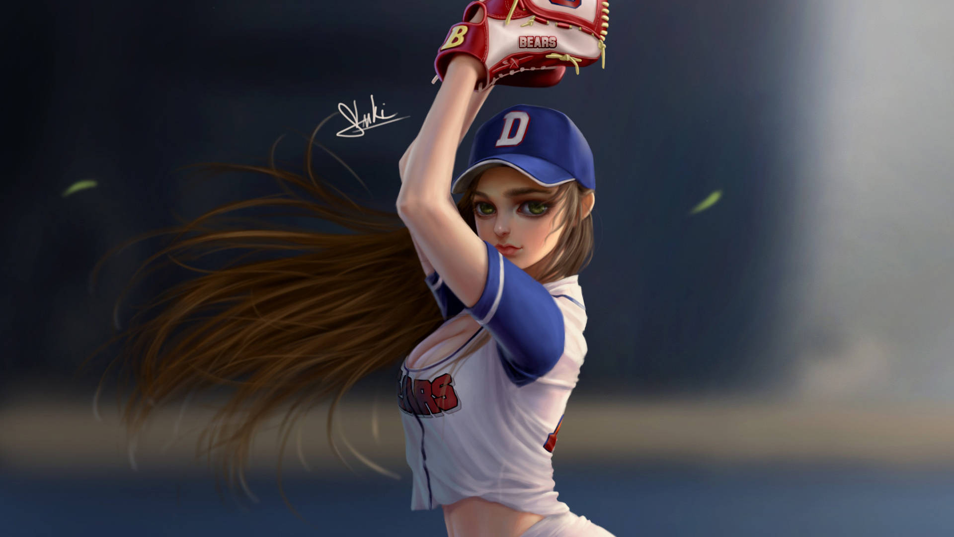 Cute Softball Anime Player Background