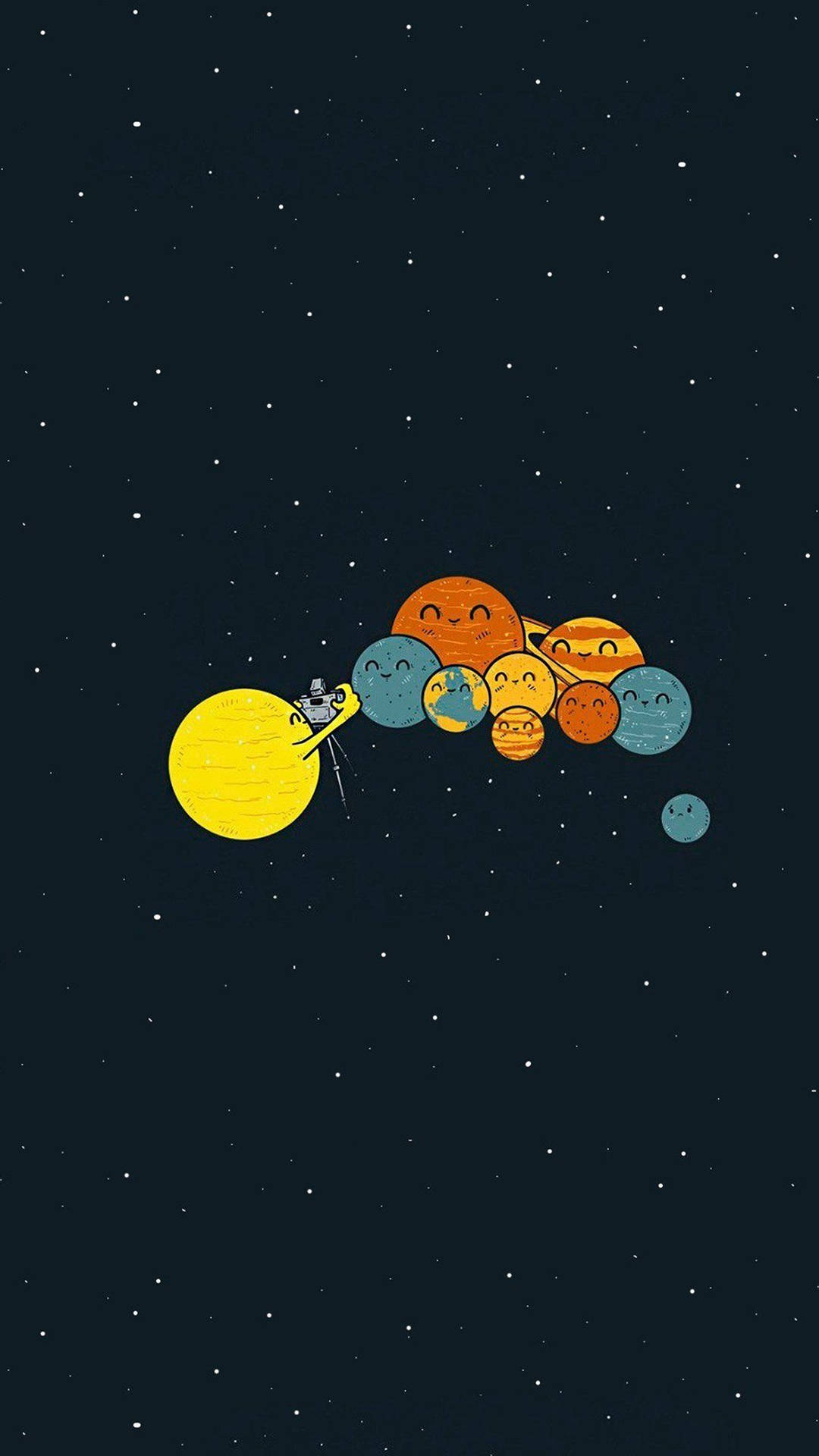 Cute Solar System Illustration Iphone Background