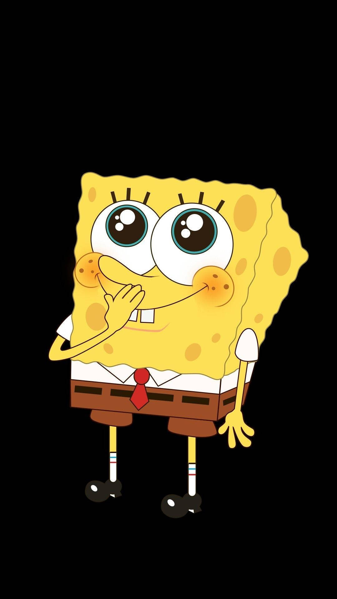 Cute Spongebob Cartoon With Flushed Cheeks Background