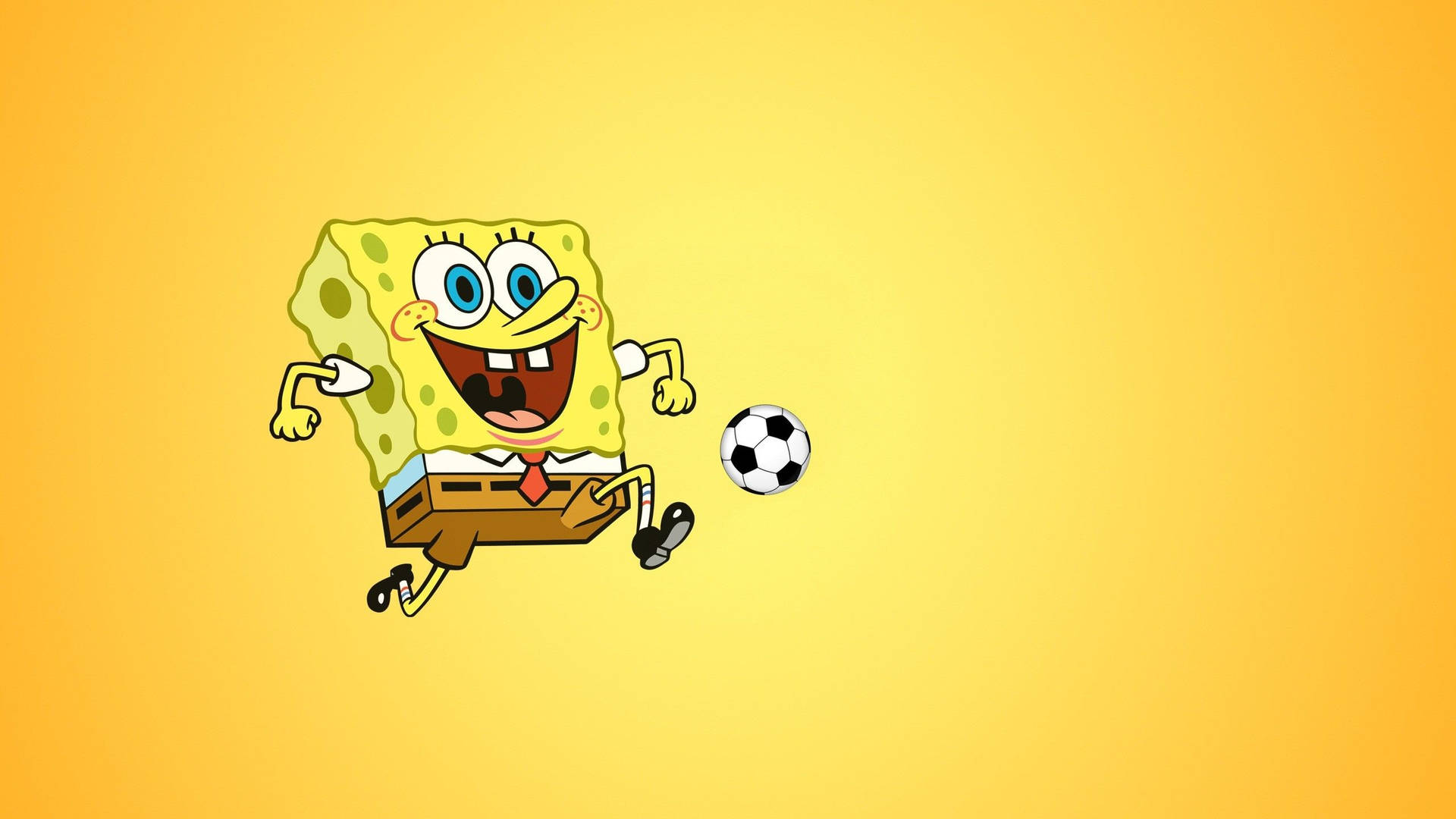 Cute Spongebob Playing Soccer Background