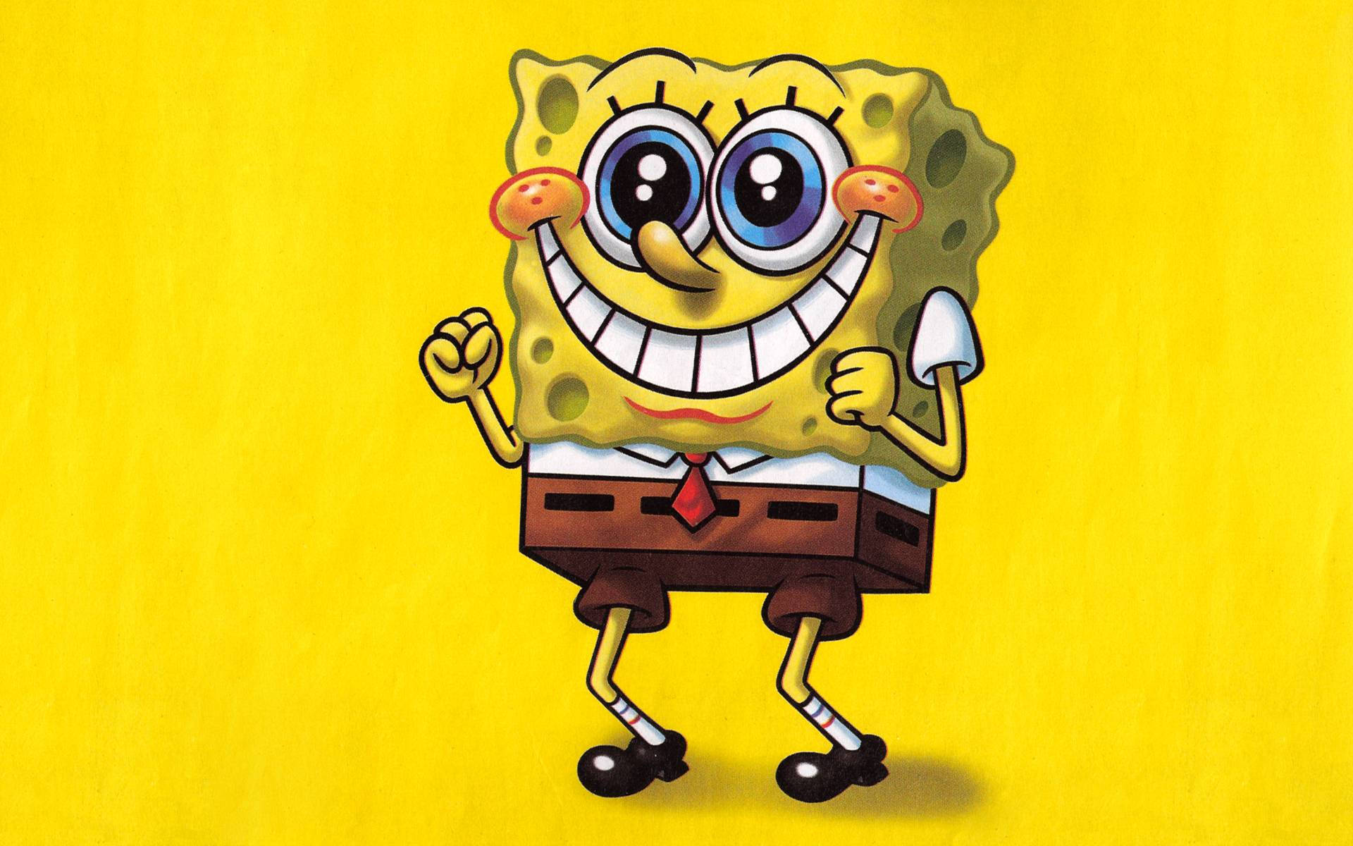 Cute Spongebob Squarepants Excited Face Background