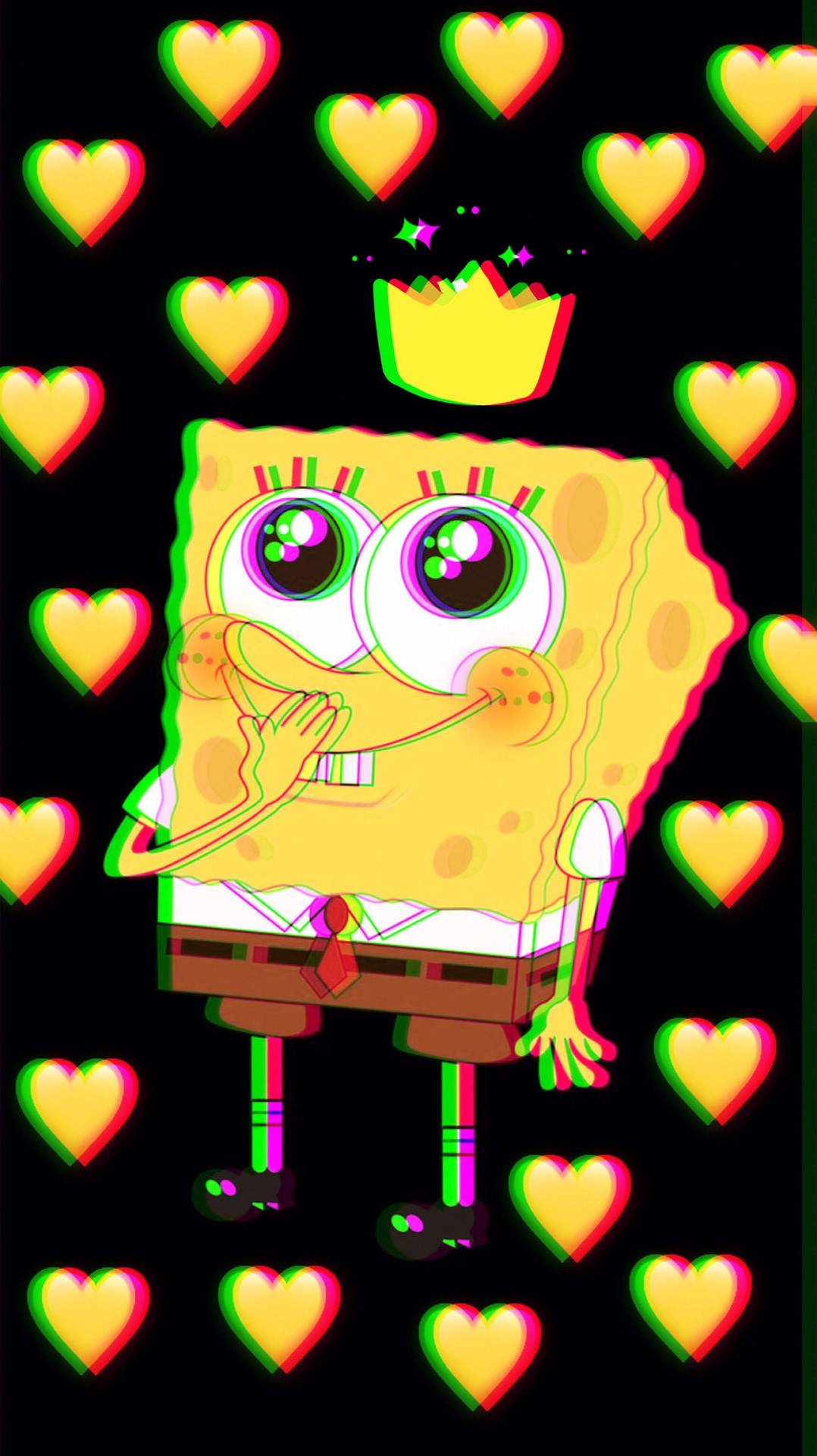 Cute Spongebob Yellow Hearts